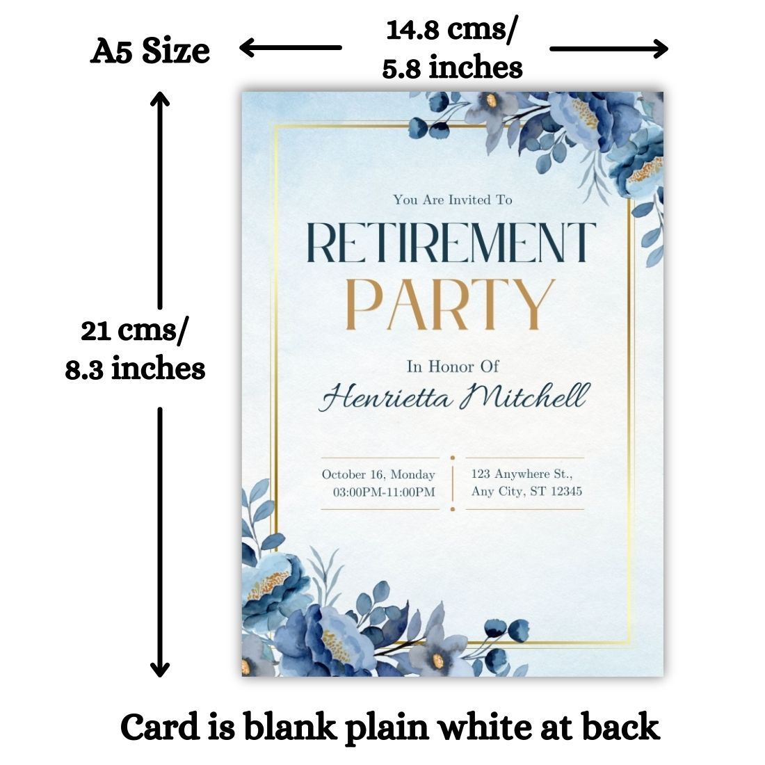Customised Retirement Farewell Party Invitation Cards Pack of 12 with Envelopes