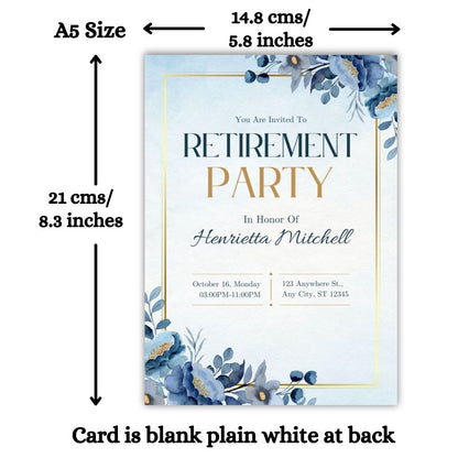 Customised Retirement Farewell Party Invitation Cards Pack of 12 with Envelopes