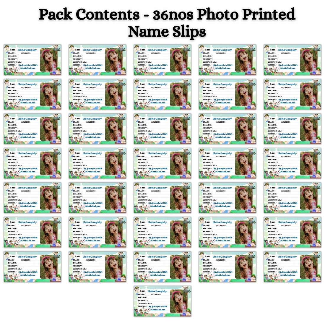 Kids Photo Name Slips Pack of 36