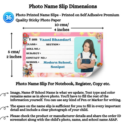 Kids Photo Name Slips Pack of 36