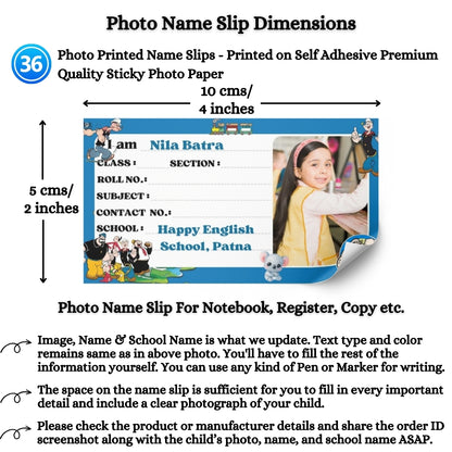 Kids Photo Name Slips Pack of 36