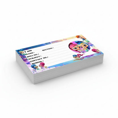 Kids Name Slips Cartoon Printed - Pack of 36 - Self Fill in