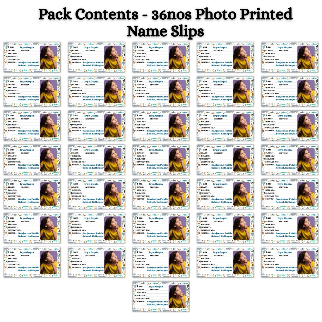 Kids Photo Name Slips Pack of 36
