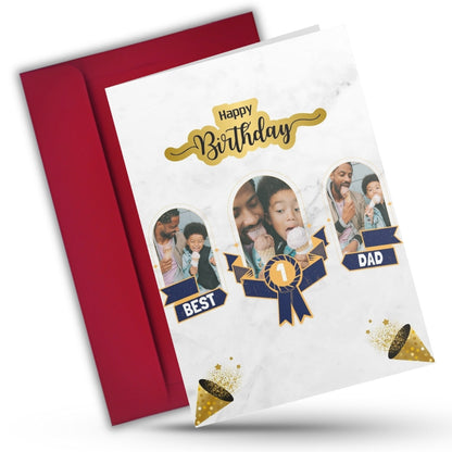 Customised Birthday Greeting Card with Photos for Father | Preprinted Inside Message