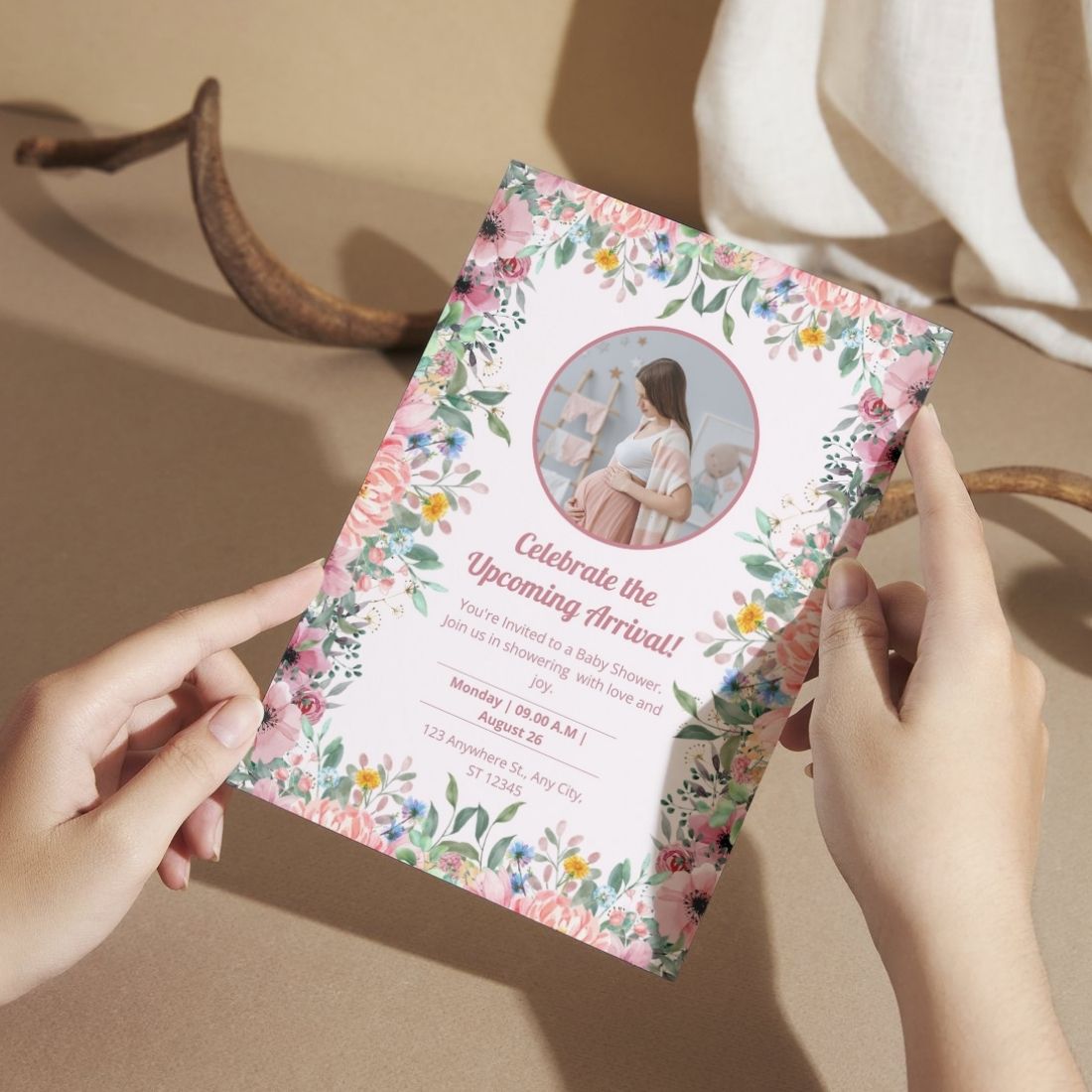 Customised Baby Shower Ceremony Photo Invitation Cards Pack of 12 with Envelopes