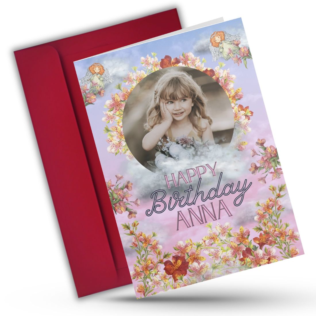 Photo Birthday Greeting Card with Inside Custom Text