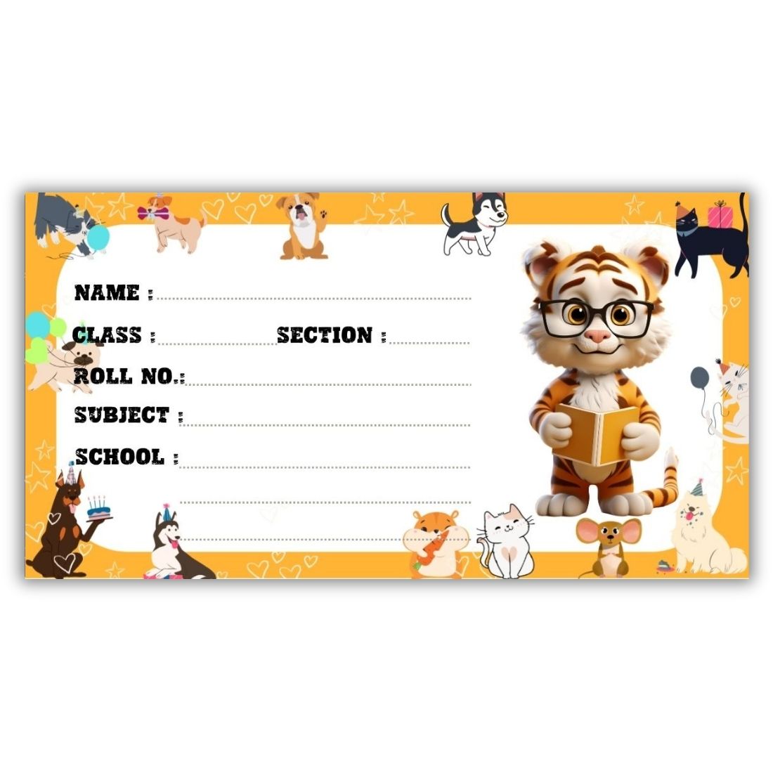 Kids Name Slips Cartoon Printed - Pack of 36 - Self Fill in