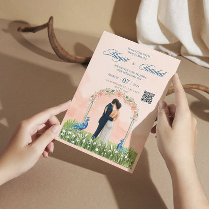 Custom Wedding Invitation Cards with Envelopes | Pack of 12 | One side Printed