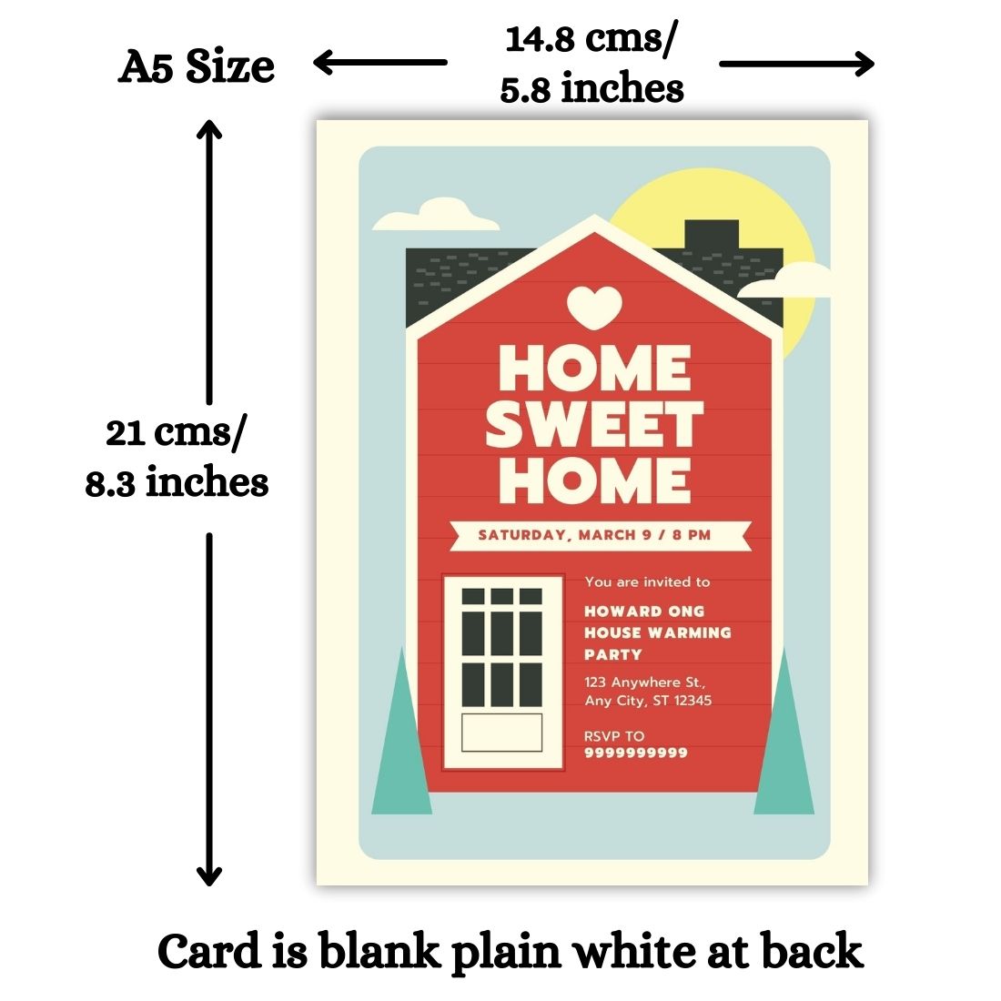 Customized Housewarming Invitation Cards, Pack of 12 Personalized 5.8x8.3 Inch with Premium Red Envelopes