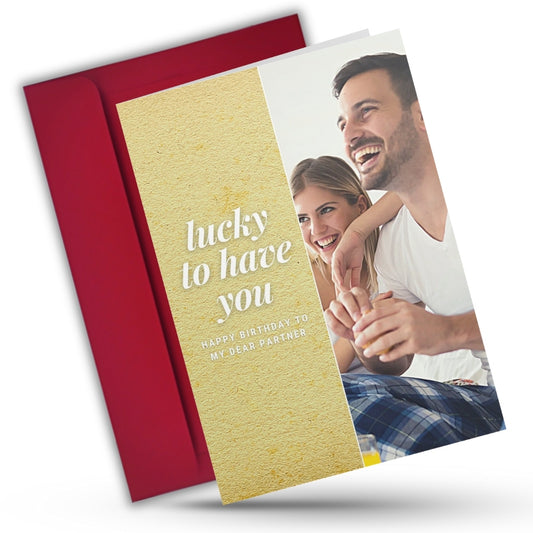 Birthday Greeting Card with Photo for Husband Hubby Boyfirend | Preprinted Inside Message
