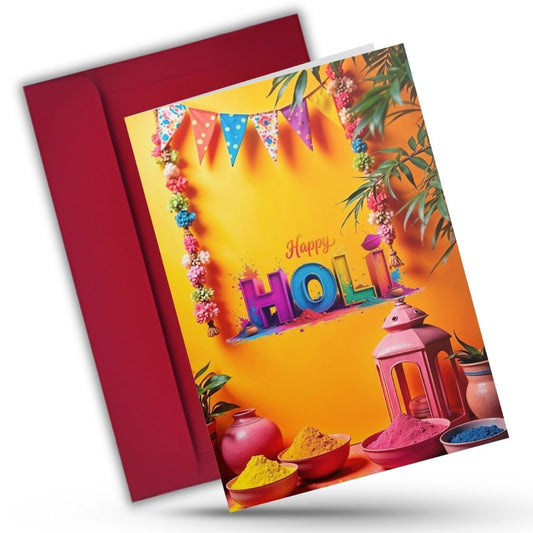 Holi Festival Greeting Card with Envelope