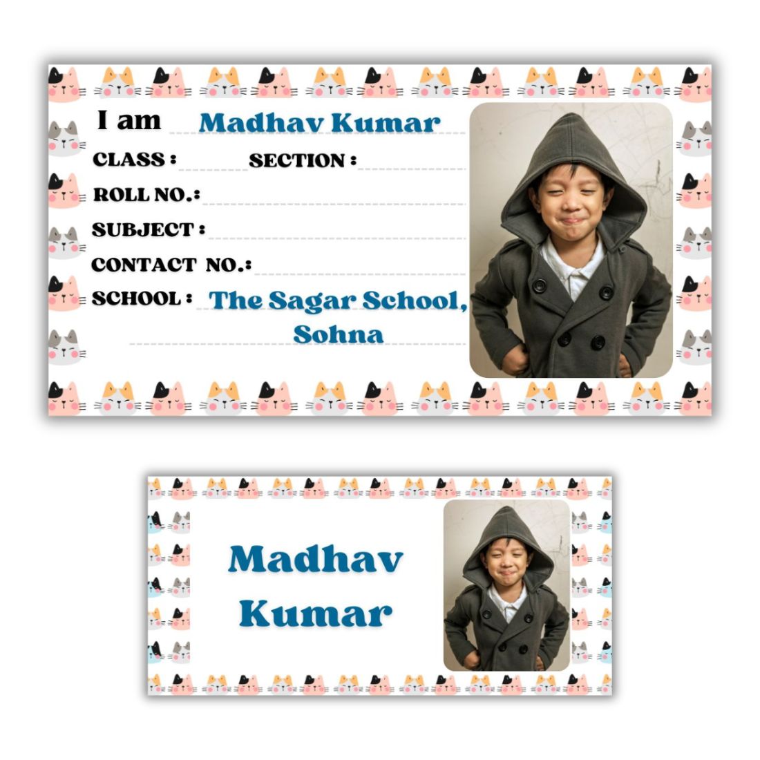 Kids Photo Name Slips & Tags | Pack of 63 | 36 Name Slips & 27 Tags