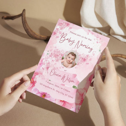 Customised Baby Naming Ceremony Photo Invitation Cards Pack of 12 with Envelopes