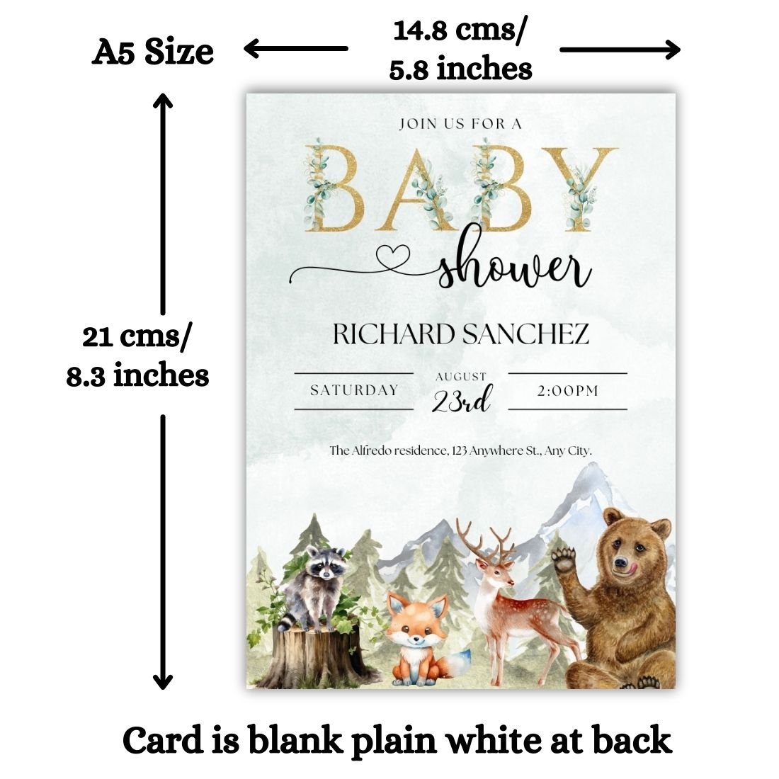 Customised Baby Shower Ceremony Invitation Cards Pack of 12 with Envelopes