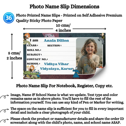 Kids Photo Name Slips Pack of 36