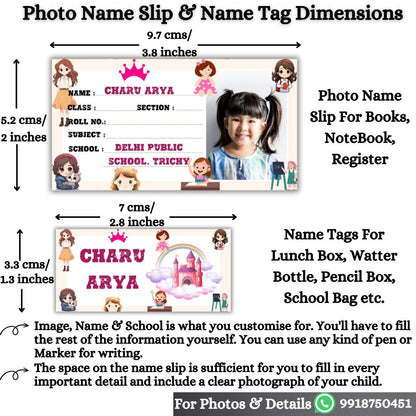 Kids Photo Name Slips & Tags | Pack of 49 | 24 Name Slips & 25 Tags