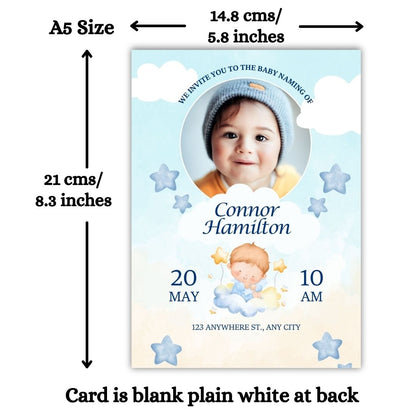 Customised Baby Naming Ceremony Photo Invitation Cards Pack of 12 with Envelopes