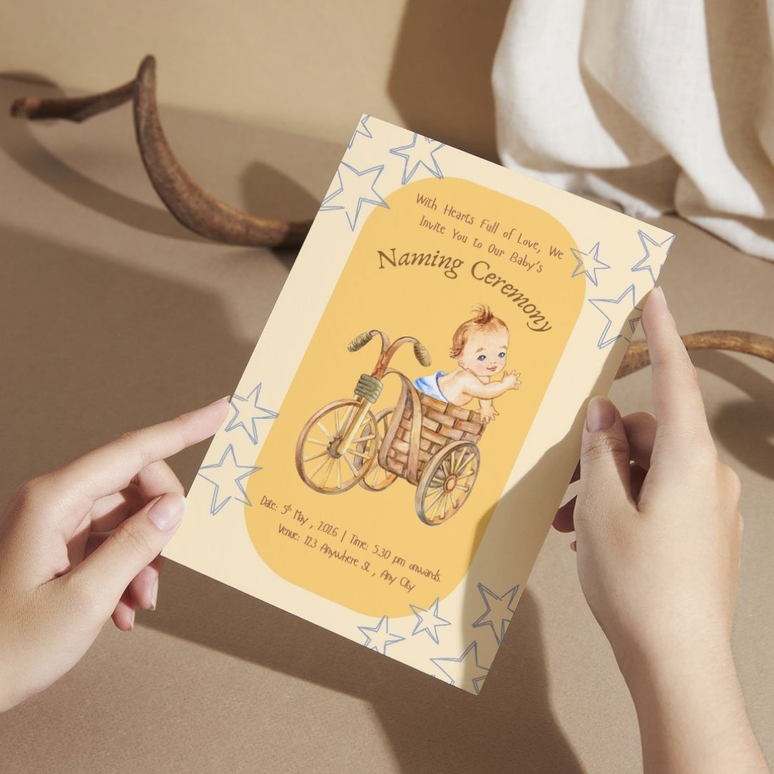 Customised Baby Naming Ceremony Invitation Cards Pack of 12 with Envelopes
