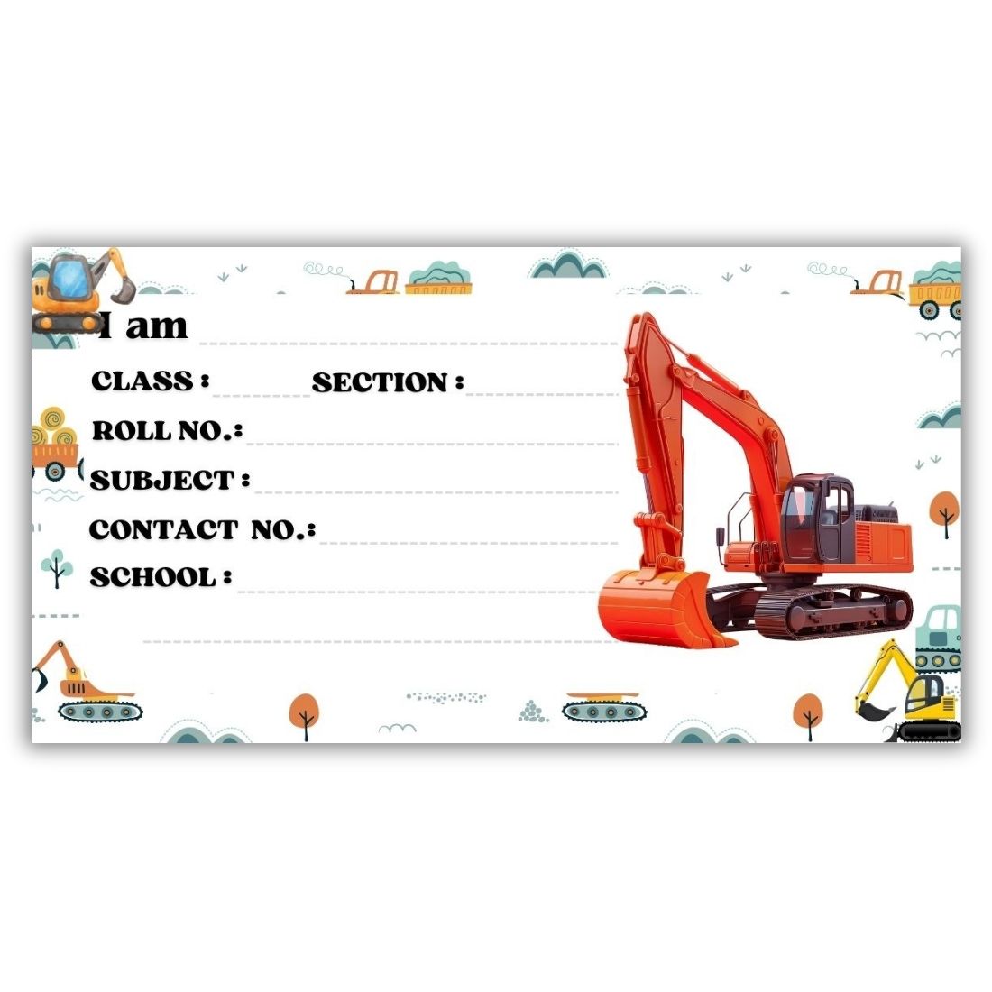 Kids Name Slips Cartoon Printed - Pack of 36 - Self Fill in