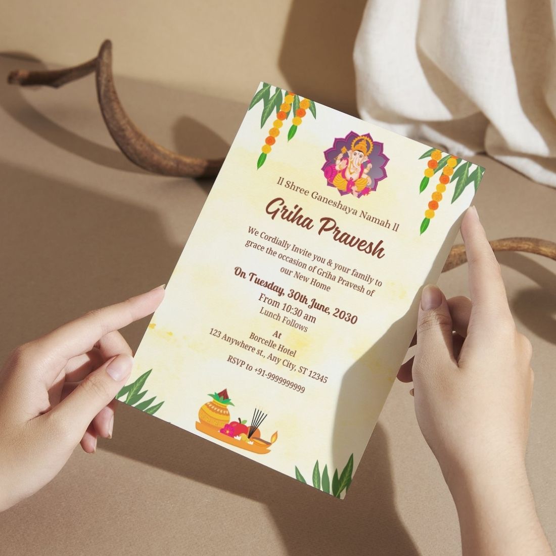 Customized Housewarming Invitation Cards, Pack of 12 Personalized 5.8x8.3 Inch with Premium Red Envelopes