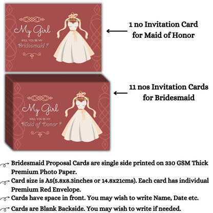 Bridesmaid Proposal Invitation Cards 5.8x8.3inch | Wedding Invite