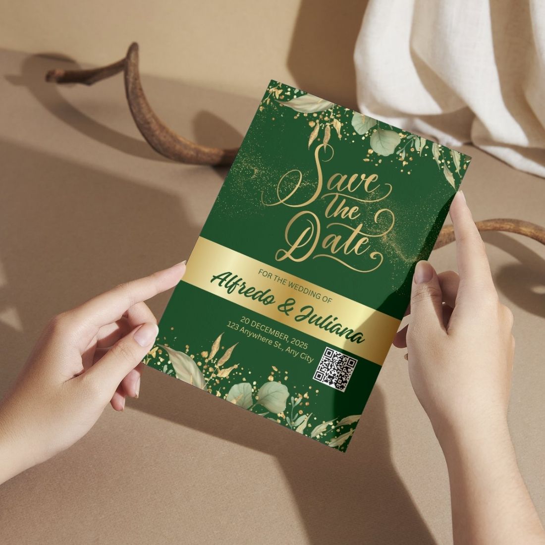 Custom Wedding Invitation Cards with Envelopes | Pack of 12 | One side Printed