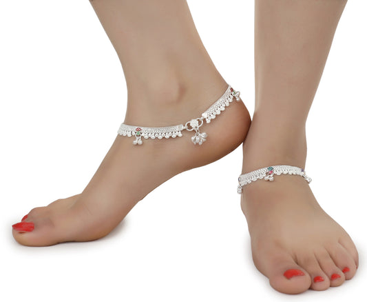 Silver Plated Anklet Pair