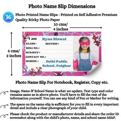 Kids Photo Name Slips Pack of 36
