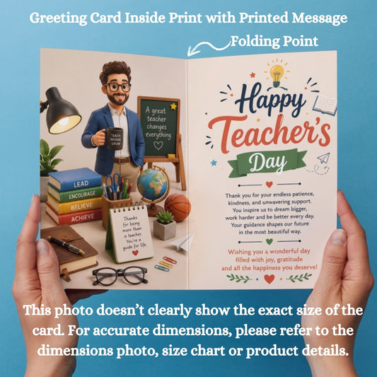 Happy Teacher's Day Card — Printed Greeting Card, Multiple Sizes, Photo Paper