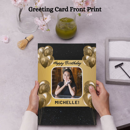 Photo Birthday Greeting Card with Inside Custom Text