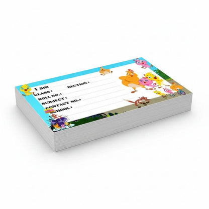 Kids Name Slips Cartoon Printed - Pack of 36 - Self Fill in
