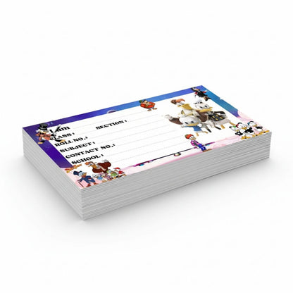 Kids Name Slips Cartoon Printed - Pack of 36 - Self Fill in