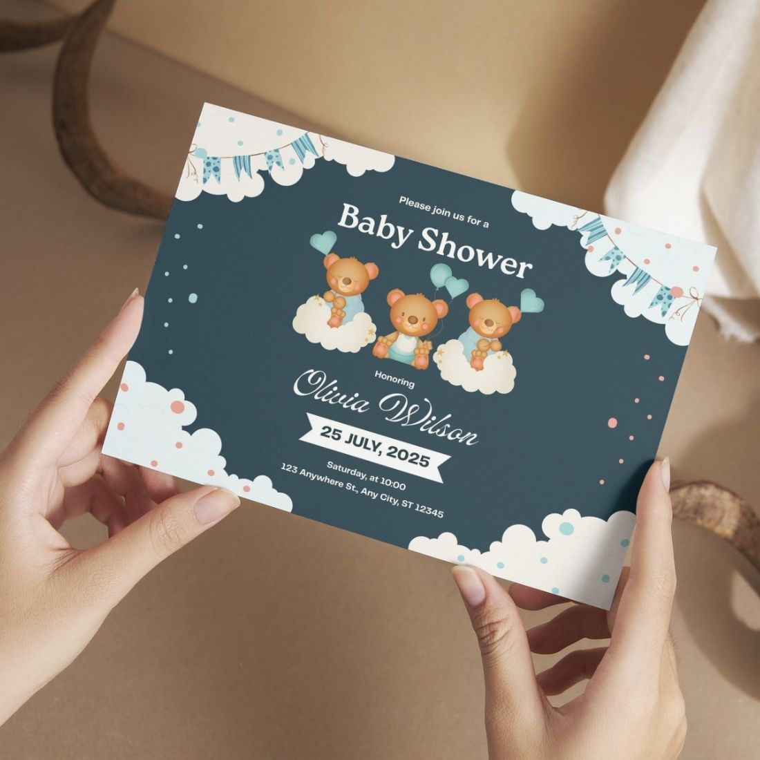 Customised Baby Shower Ceremony Invitation Cards Pack of 12 with Envelopes