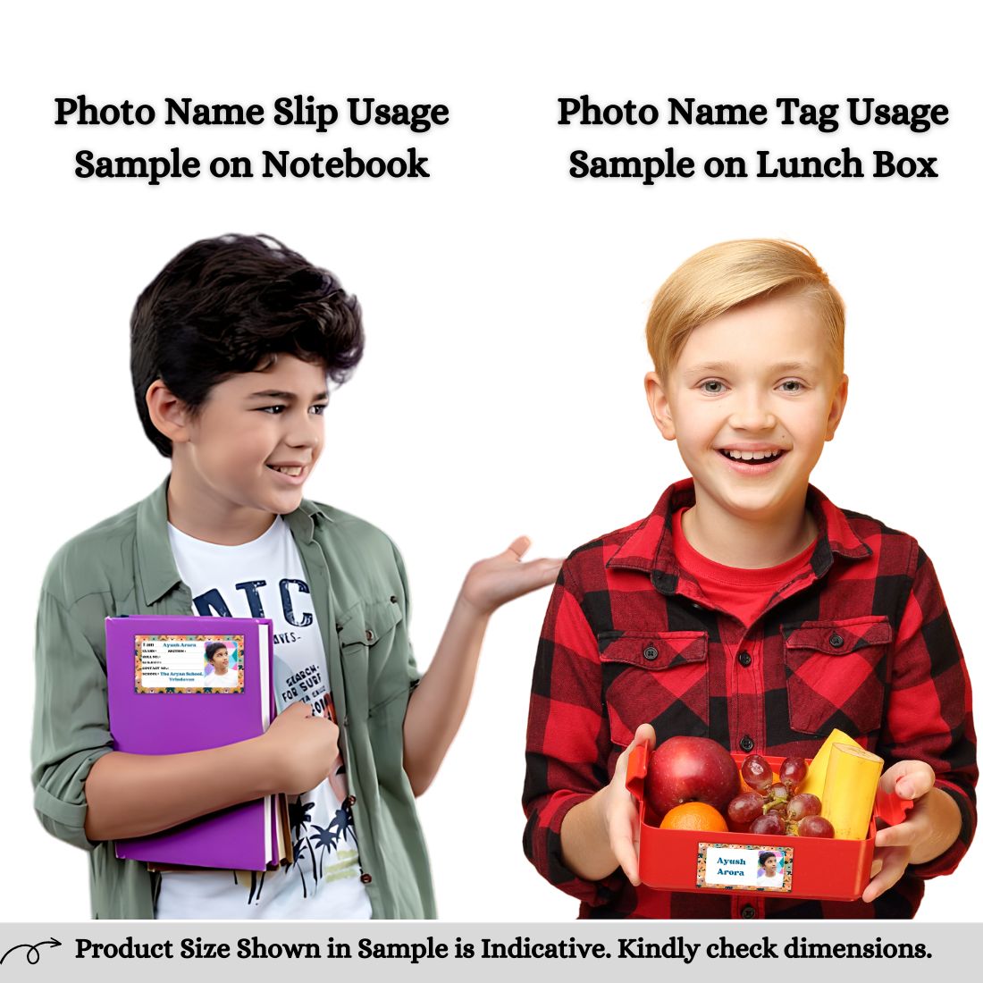 Kids Photo Name Slips & Tags | Pack of 63 | 36 Name Slips & 27 Tags