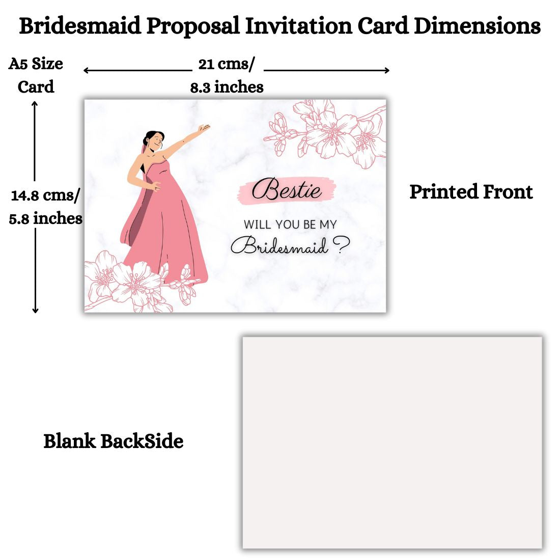Bridesmaid Proposal Invitation Cards 5.8x8.3inch | Wedding Invite