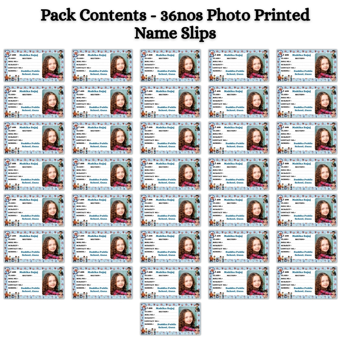 Kids Photo Name Slips Pack of 36