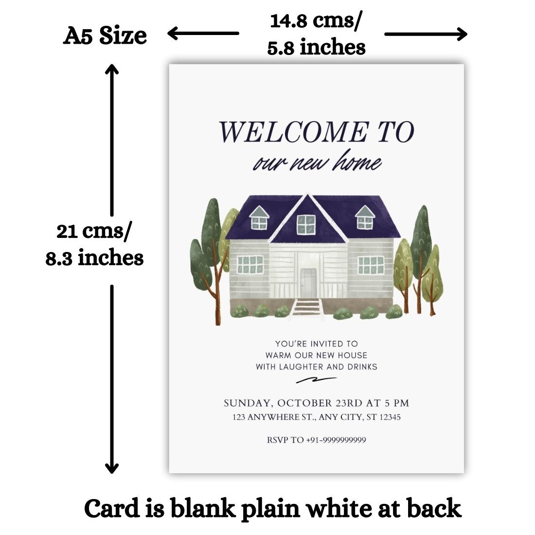 Customized Housewarming Invitation Cards, Pack of 12 Personalized 5.8x8.3 Inch with Premium Red Envelopes