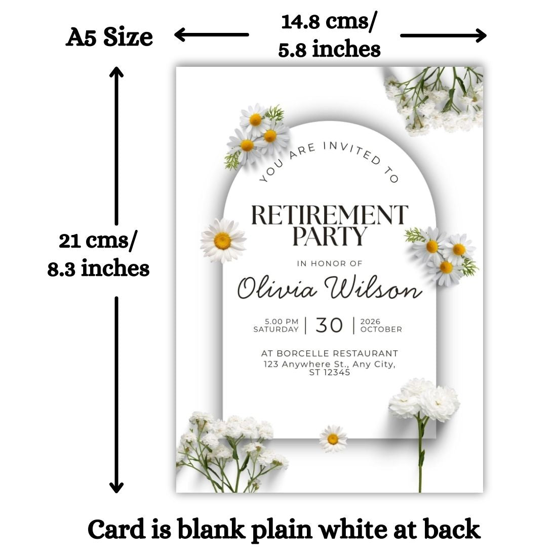 Customised Retirement Farewell Party Invitation Cards Pack of 12 with Envelopes