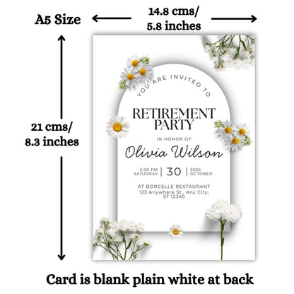 Customised Retirement Farewell Party Invitation Cards Pack of 12 with Envelopes