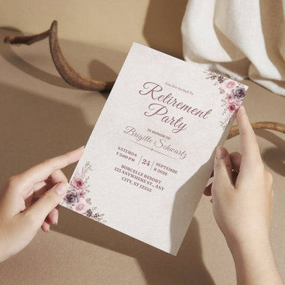 Customised Retirement Farewell Party Invitation Cards Pack of 12 with Envelopes