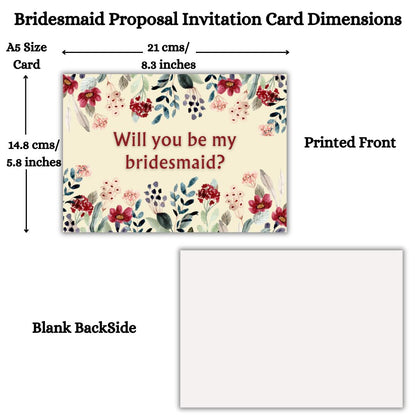 Bridesmaid Proposal Invitation Cards 5.8x8.3inch | Wedding Invite