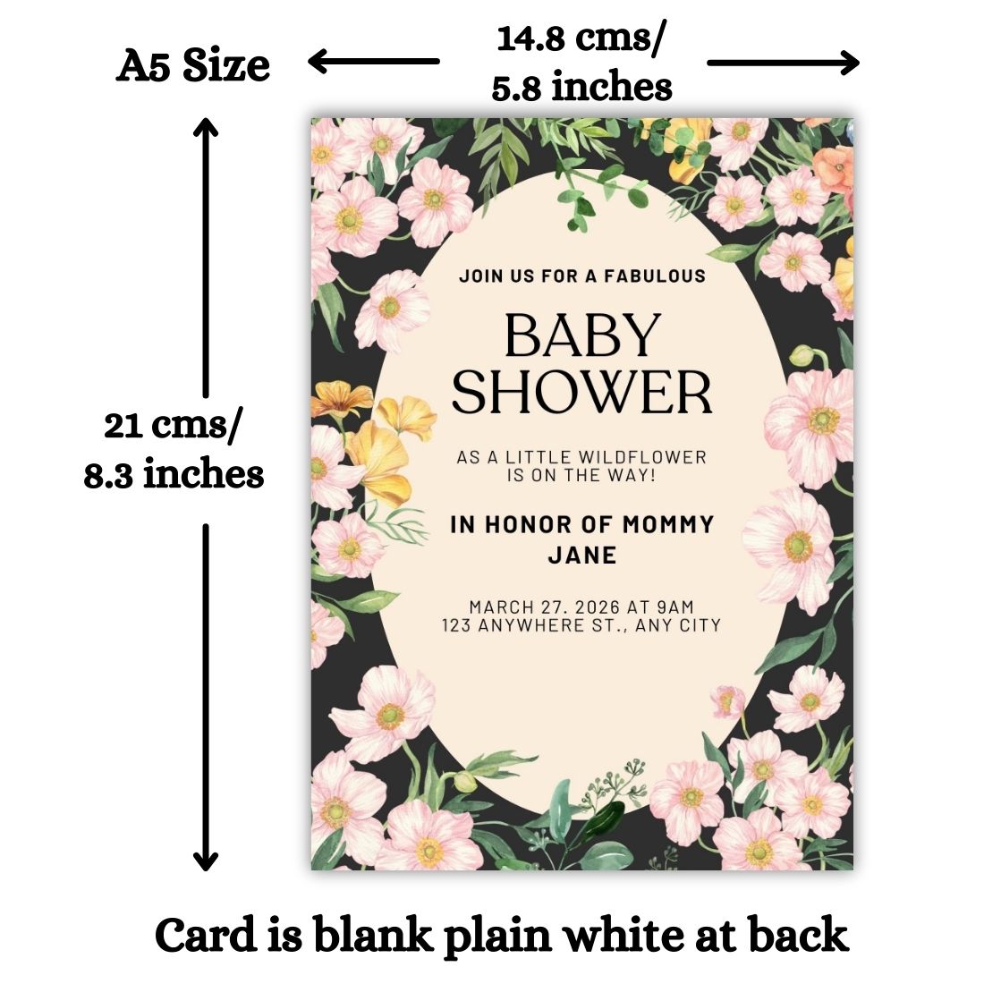 Customised Baby Shower Ceremony Invitation Cards Pack of 12 with Envelopes