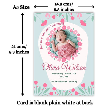 Customised Baby Naming Ceremony Photo Invitation Cards Pack of 12 with Envelopes