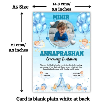 Customised Annaprashan Invitation Cards Pack of 12 , 5.8x8.3 Inch with Envelopes for Rice Ceremony