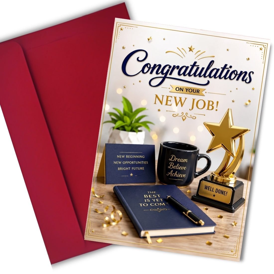 Congratulations on New Job Card — Printed Greeting Card, Multiple Sizes, Thick Photo Paper, Motivational Design