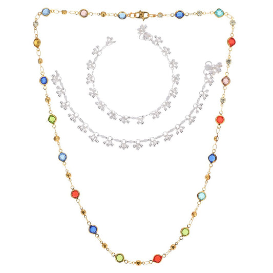 Silver Plated Anklets & 22 inch Gold Plated Chain