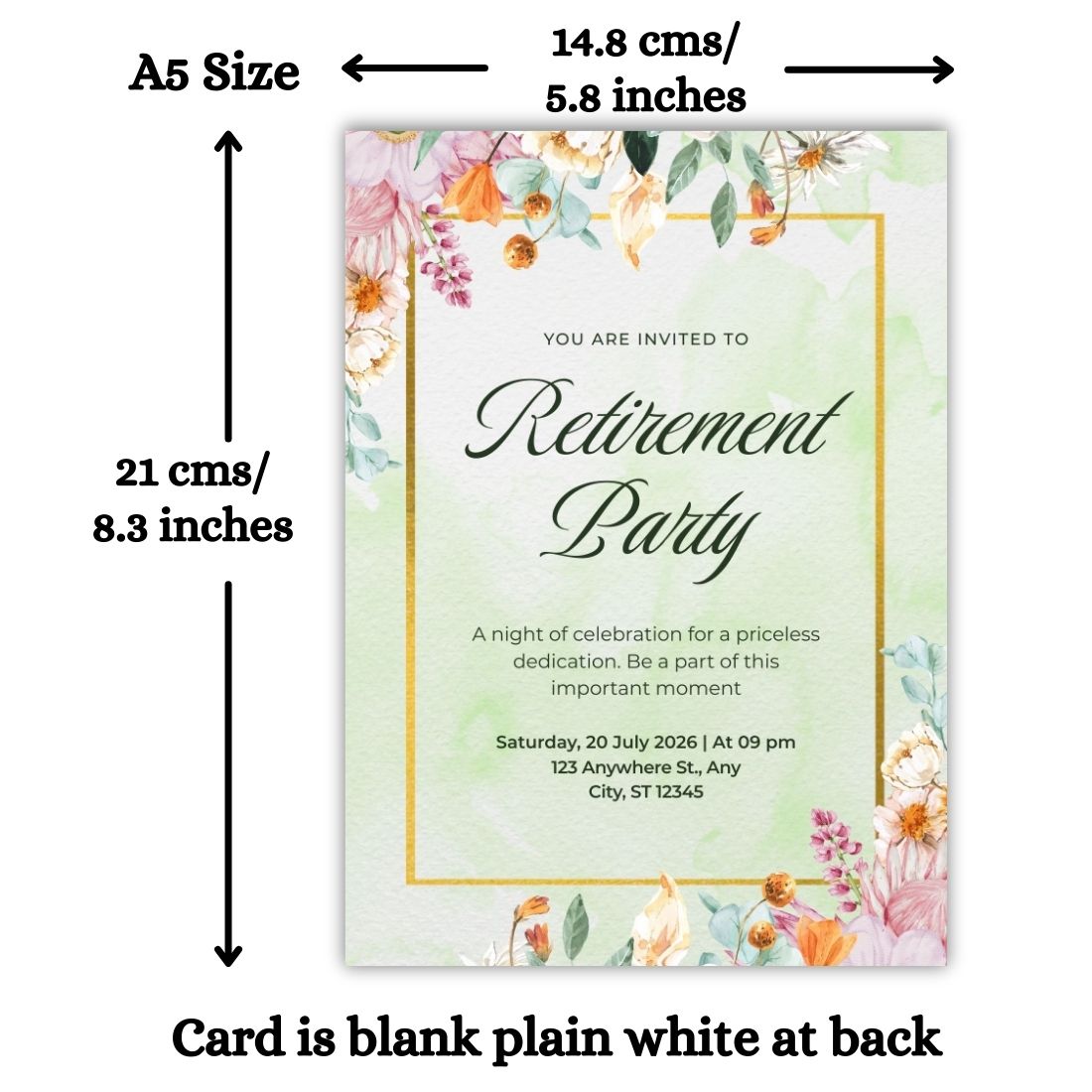 Customised Retirement Farewell Party Invitation Cards Pack of 12 with Envelopes