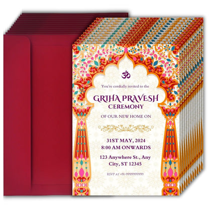 Customized Housewarming Invitation Cards, Pack of 12 Personalized 5.8x8.3 Inch with Premium Red Envelopes