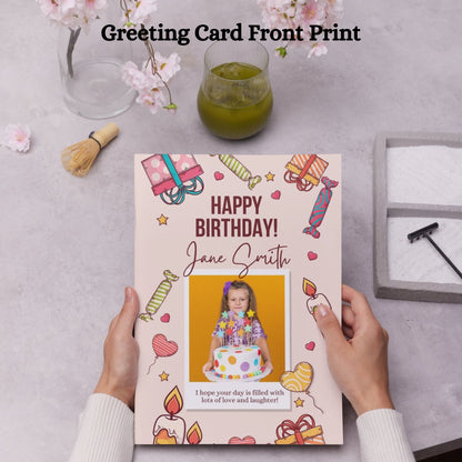 Photo Birthday Greeting Card with Inside Custom Text