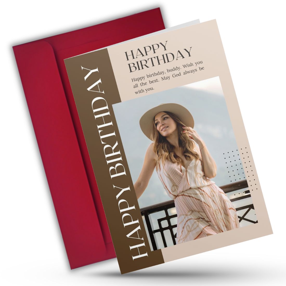 Photo Birthday Greeting Card with Inside Custom Text